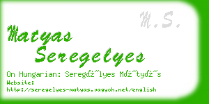 matyas seregelyes business card